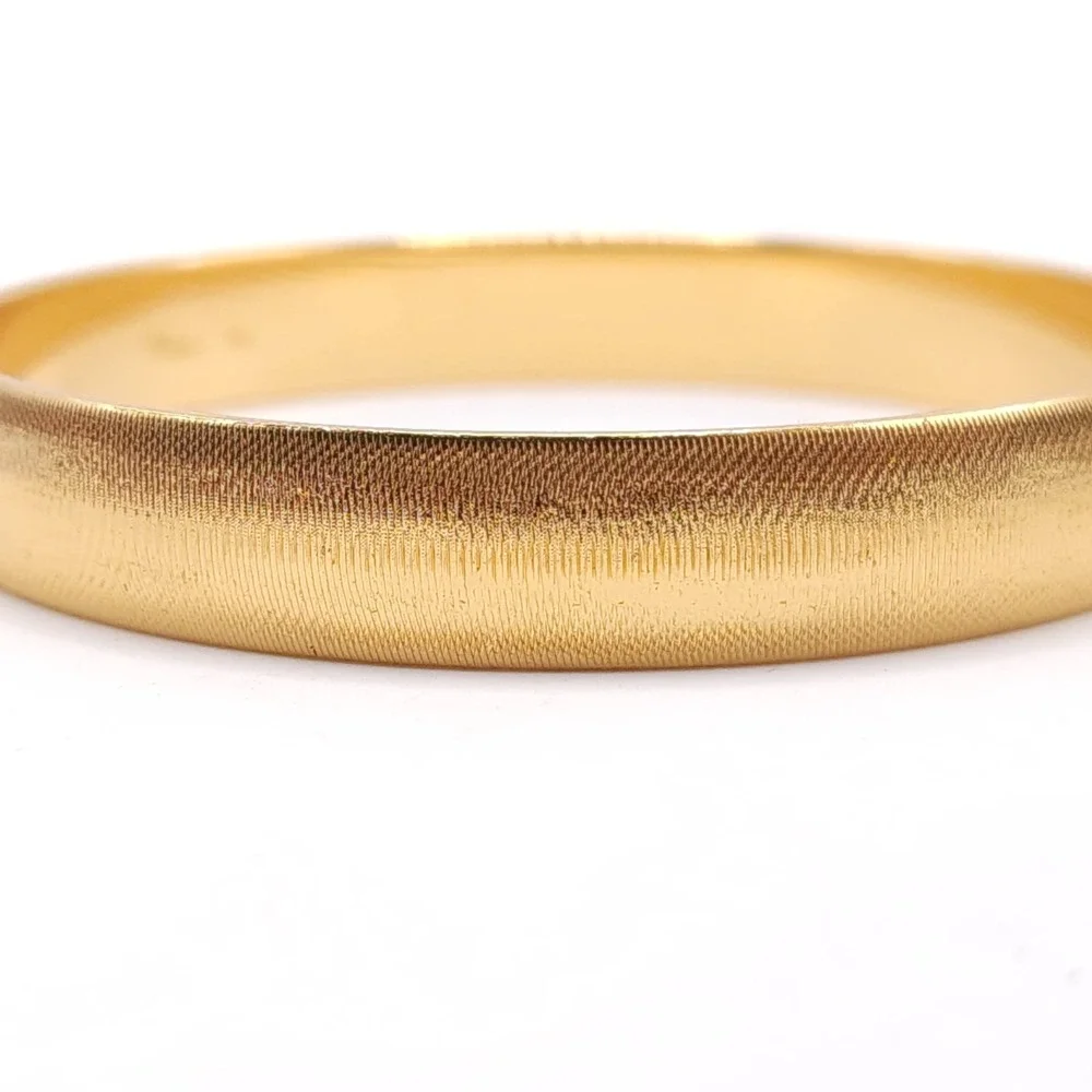 Monet Vintage Gold Tone Bangle Bracelet Textured Wide Signed Jewelry